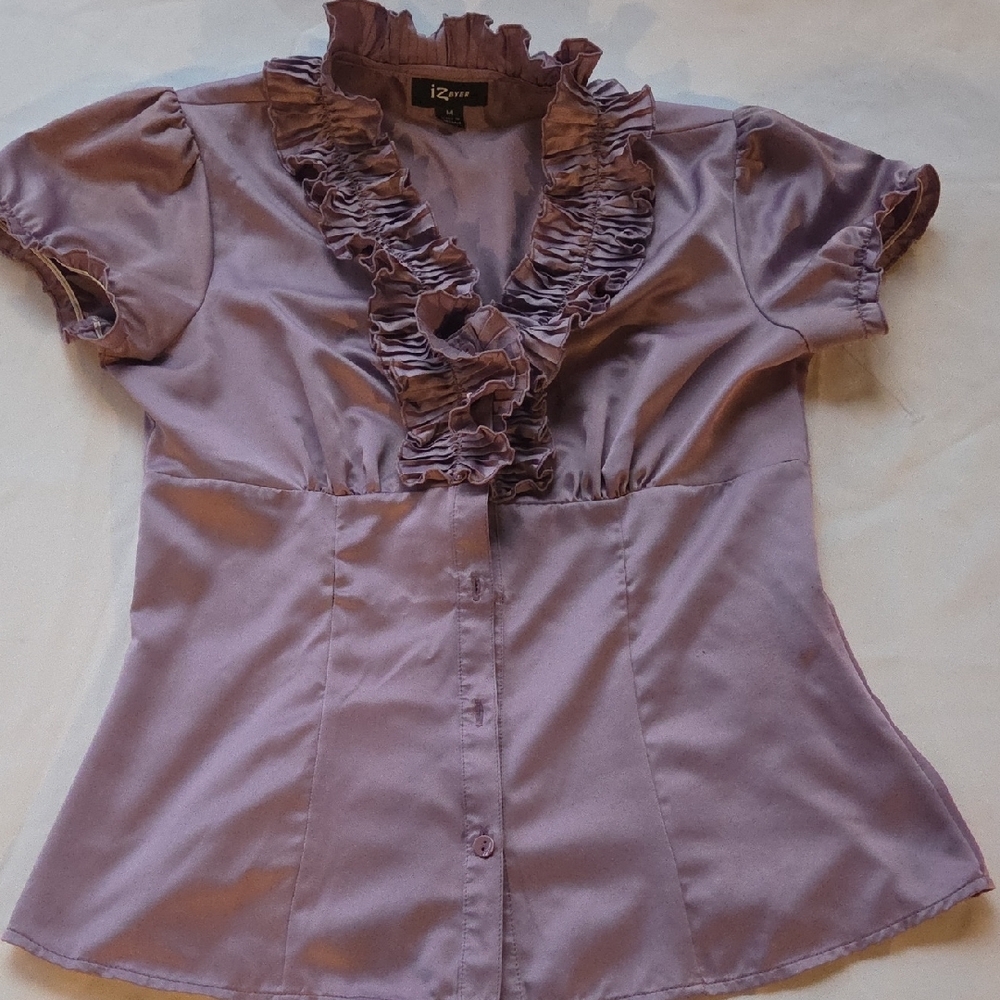 Iz Byer Lavender Ruffled Blouse